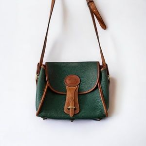 Vintage 90s Dooney & Bourke Green Leather Crossbody Bag All Weather Leather